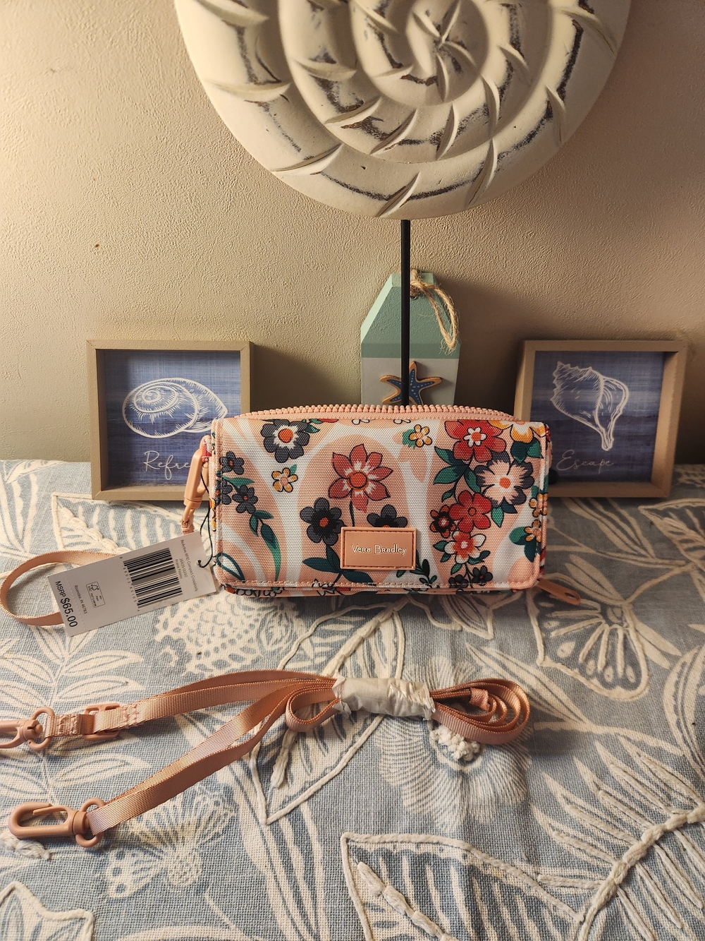 NWT!  Vera Bradley Pink Floral Crossbody Wallet